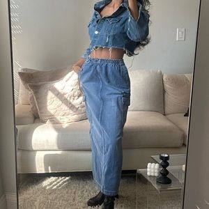 Zara cargo denim skirt